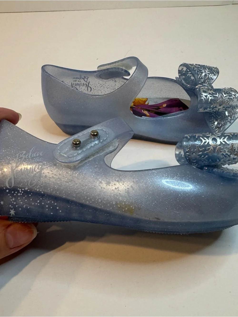 Mini Melissa Ultragirl + Disney Frozen Glitter Bow Maryjane shoes Blue size 8